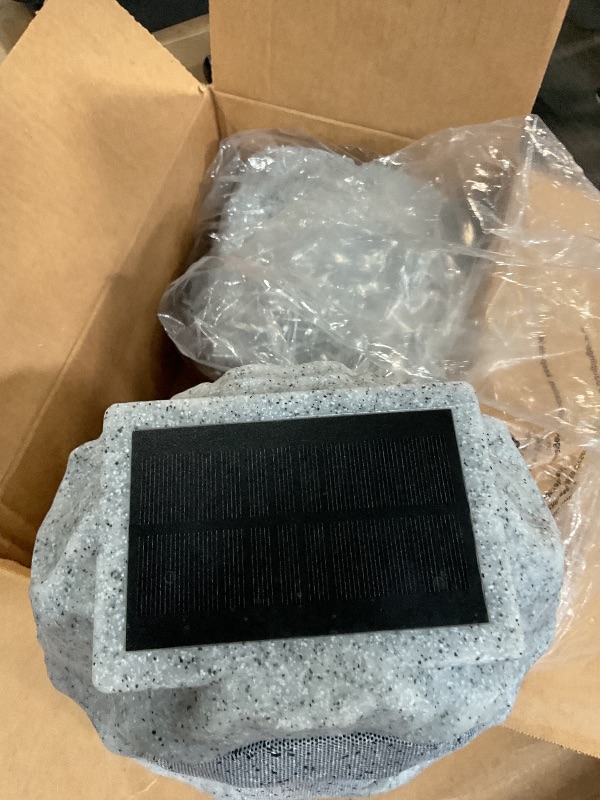 Photo 1 of (One speaker broken) NiceBuy Solar Rock Speakers Outdoor Water-Resistant 2-Pack Solar Powered Rock Speaker with Lights RGB 