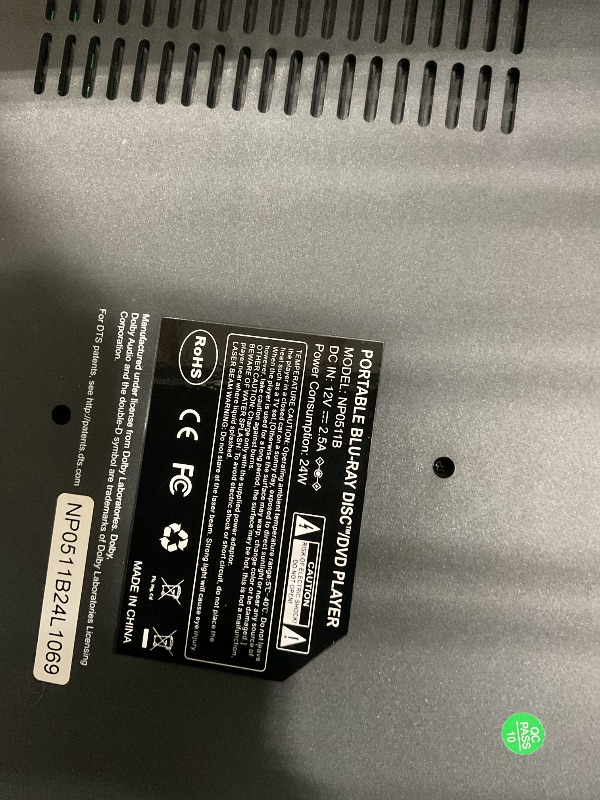 Photo 1 of *unable to tested* 17.6" Portable Blu Ray DVD Player with 15.4" Screen, HDMI Input/Output, Sync Screen, 5 Hours Playing Time, 1080P MP4 MKV Video, Surround Audio, USB SD