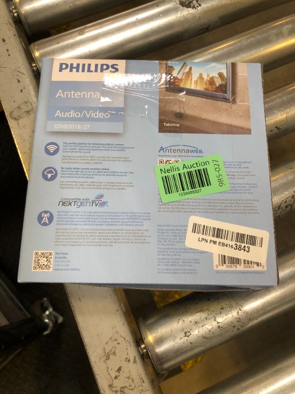 Photo 1 of Philips Rabbit Ears Black Indoor TV Antenna, Dipoles and Circular Loop, Tabletop, Digital, Smart TV Compatible, HDTV, 4K 1080P VHF UHF, 5Ft Coaxial Cable, SDV8201B/27