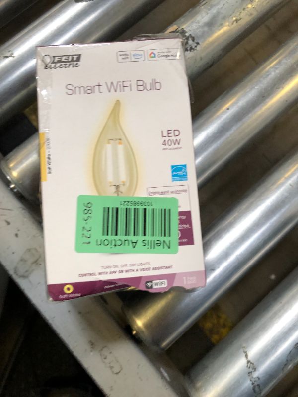 Photo 1 of Feit Electric CFC40/927CA/FIL/AG 40 Watt Equivalent WiFi Dimmable, No Hub Required, Alexa or Google Assistant, Flame Tip Filament Chandelier LED Smart Light Bulb, 4.3" H x 1.4" D, 2700K Soft White