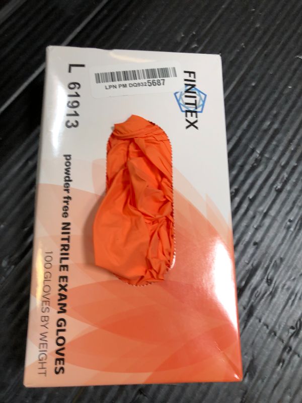 Photo 1 of FINITEX Nitrile Disposable Latex-Free Gloves Orange - 3.5mil 100PCS Powder-Free Cleaning Medical Exam Food Glove (Orange (Large 100))