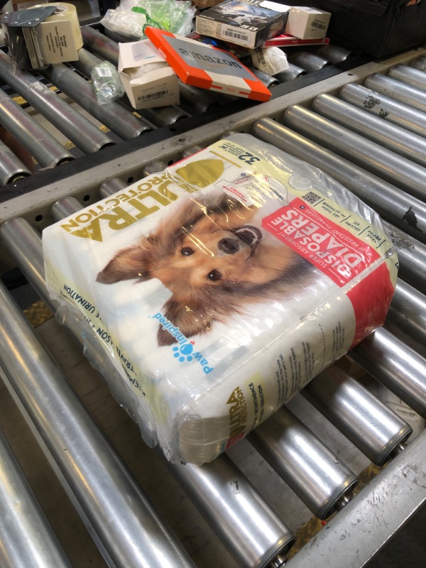 Photo 1 of Paw Inspired 32ct Disposable Dog Diapers | Female Dog Diapers Ultra Protection | Diapers for Dogs in Heat, Excitable Urination, or Incontinence (Medium Plus)