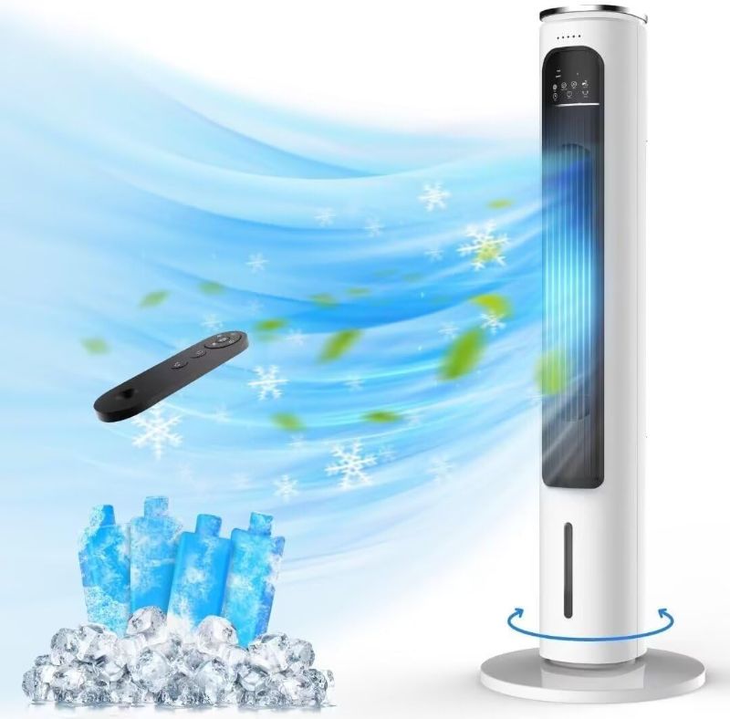 Photo 1 of Windowless Portable Air Conditioners, 37’’ Evaporative Air Cooler w/Remote, 2.5L Water Tank & 4 Ice Packs, 12H Timer Auto-off, 70° Oscillating, Quiet Cooling Tower Fan For Bedroom Living Room Office