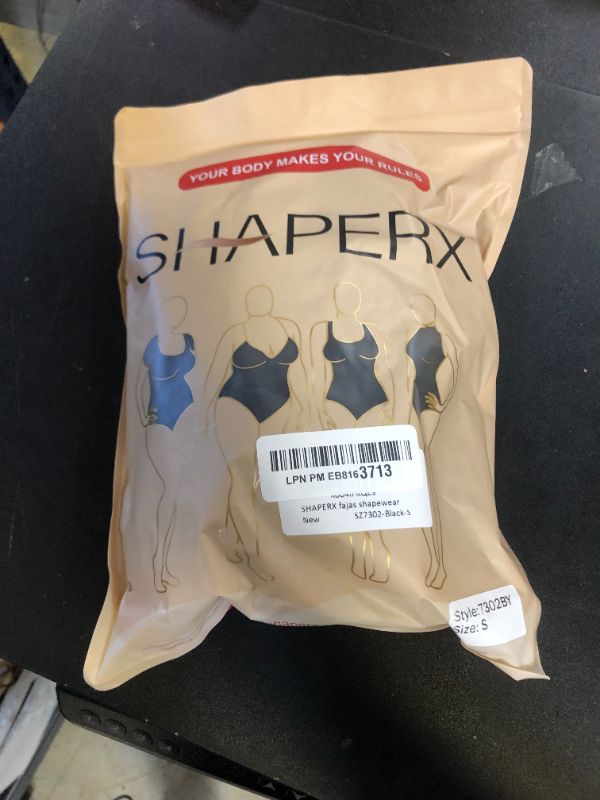Photo 1 of SHAPERX Women's Fajas Colombianas Tummy Control Shapewear Postpartum Full Body Shaper Butt Lifter Bodysuit (No Padding),SZ7302-Black-S