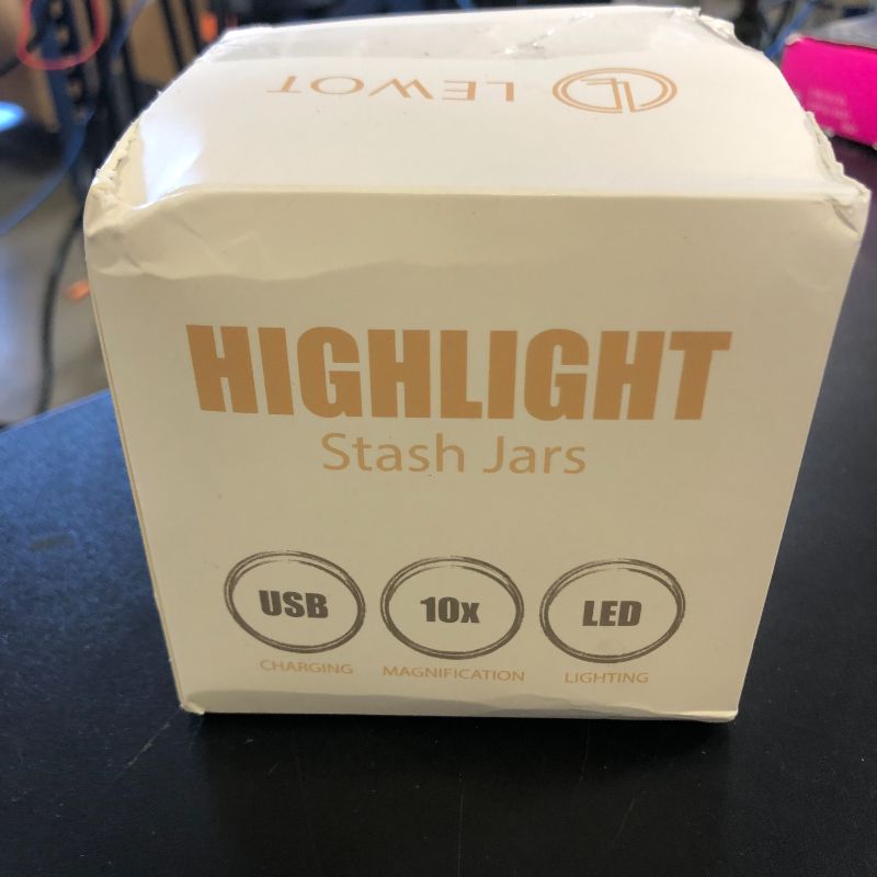 Photo 1 of LEWOT Magnifying Viewing Jar with LED Light, Airtight Transparent Glass Storage Jars, Rechargeable LED Lit Lid Container (Black)