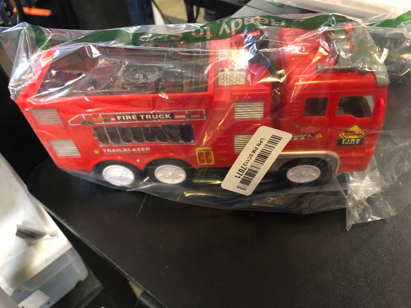 Photo 1 of Zetz Brands Fire Truck Toy for Boys, Girls, Kids, w/ 4D LED Lights, Toddlers - Age 3+ Fire Engine Push Toy Car for Little Fireman Real Firetruck Siren Sound, Bump & Go – Ideal Birthday