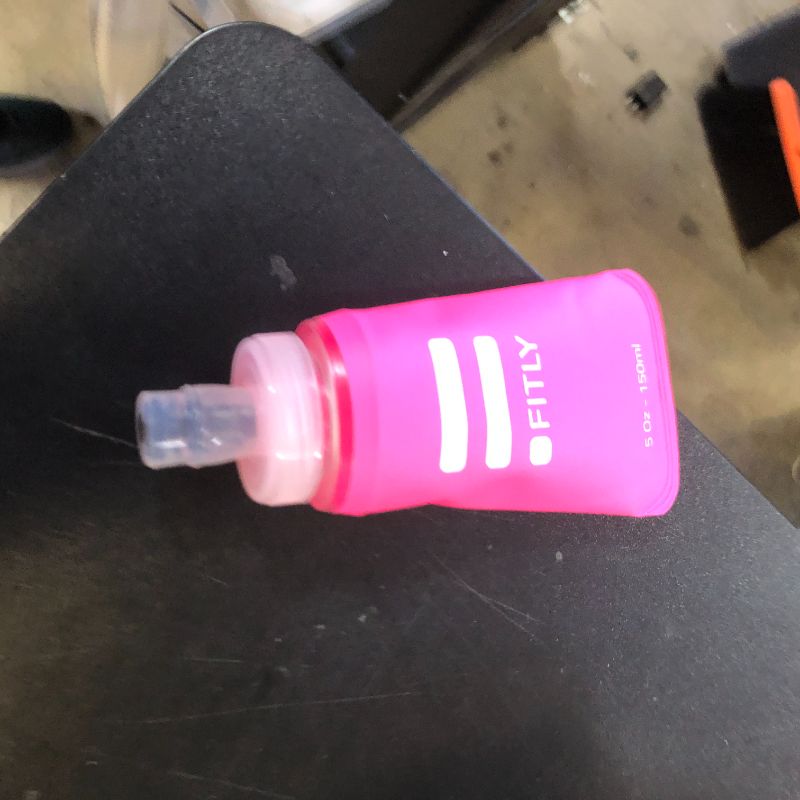 Photo 1 of Soft Flask - 5 oz (150 ml) - Shrink As You Drink Pocket Soft Water Bottle for Hydration Pack/Running Vest - Folding Water Bottle for Running, Hiking, Cycling - Ski Water Bottles - Pink