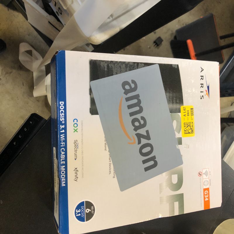 Photo 1 of ARRIS (G34) - Cable Modem Router Combo - Fast DOCSIS 3.1 Gigabit WiFi 6 (AX3000), Approved for Comcast Xfinity, Cox, Spectrum & More, 1 Gbps Max Internet Speeds