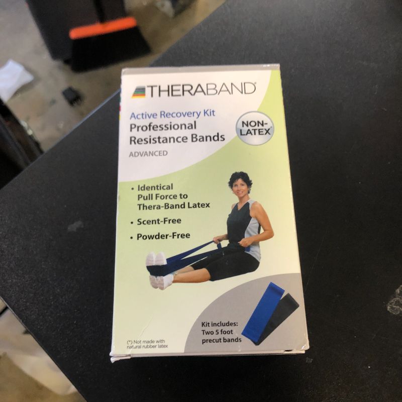 Photo 1 of THERABAND Resistance Bands Set, Professional Elastic Band For Upper & Lower Body Exercise, Strength Training without Weights, Physical Therapy, & Pilates, Yellow & Blue & Black, Advanced