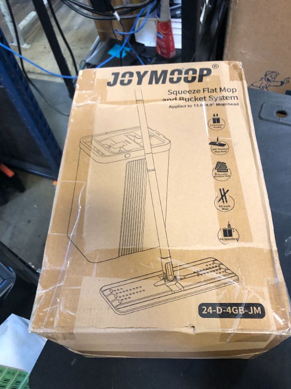 Photo 1 of JOYMOOP Mop and Bucket Set with Wringer, Flat Mops for Floor Cleaning, Wall Mop Cleaner with Long Handle, Hardwood Floor Mop with 4 Microfiber Pads