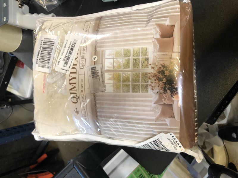 Photo 1 of Extra Long Pleated Black Out Curtains 108 Inches Long for Living Room, Boho Cream Natural Linen Blend Patio Door Curtain with Track Back Tab 2 Panels Set Insulated Privacy Window Drapes 9 FT Length