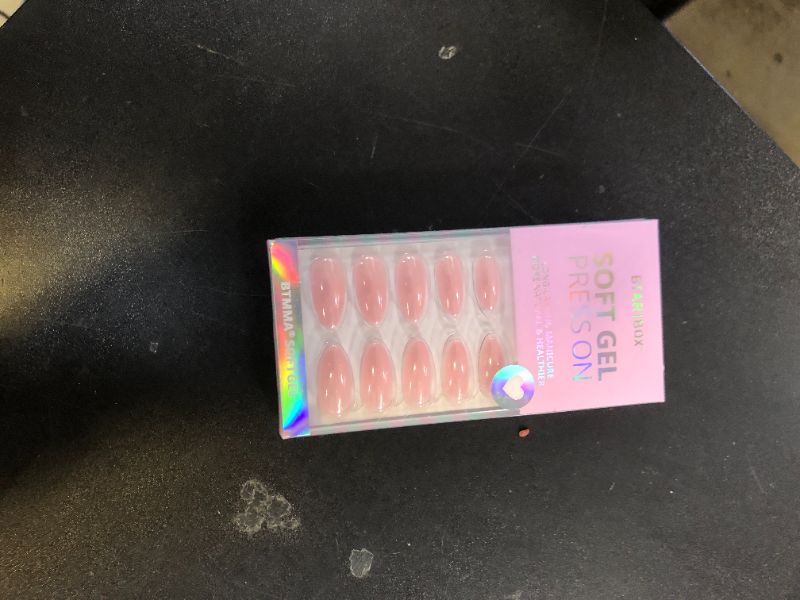 Photo 1 of BTArtbox Press On Nails Almond - Soft Gel Press on Nails Pink Chrome Nails, Light Weight & Fit Perfectly, Natural Fake Nail with Nail Glue, Medium Glue On Nails in 15 Sizes - 30 Nail Kit, Lotus Glazed