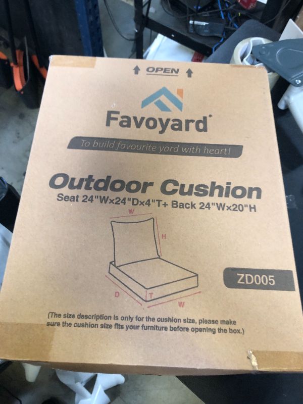Photo 1 of Favoyard Outdoor Seat Cushion Set 22 x 24 Inch Waterproof & Fade Resistant Patio Furniture Cushions with Removable Cover Deep Seat & Back Cushion with Handle and Adjustable Straps for Chair Sofa Couch