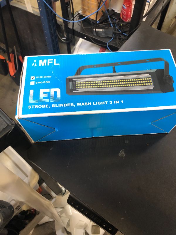 Photo 1 of MFL. S100 132-LED Strobe Lights White bright Stage Lighting Strobe Blinder and Wash Light DJ Disco Lights Sound Activated Modes DMX control All in One for Party Stage Live Concert