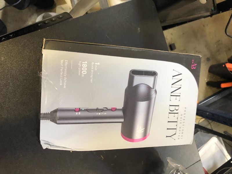 Photo 1 of ANNE BETTY Ionic Hair Dryer with Diffuser, Powerful 1800W Blow Dryer for Women & Men, Fast-Drying Hair Dryer with Nozzle for Home, Salon, Travel