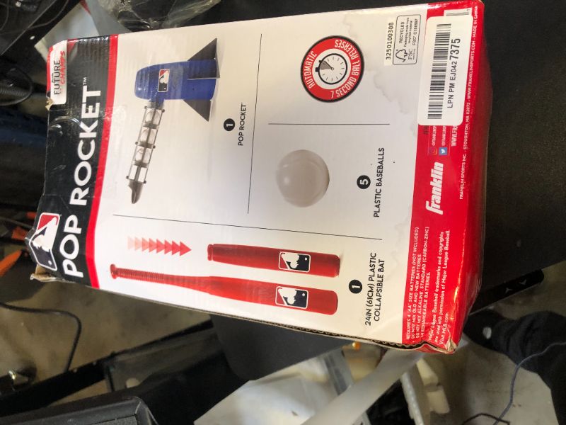 Photo 1 of Franklin Sports MLB Kids Pitching Machine - POP ROCKET Kids Baseball Trainer - Includes 5 Plastic Baseballs & Baseball Bat, Multicolor Medium