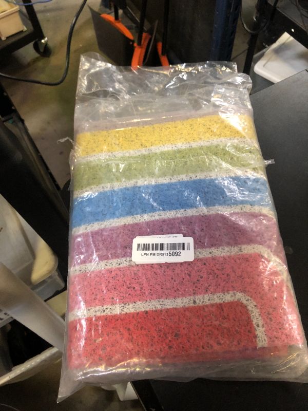 Photo 1 of Bienbee Cat ter Mat, 33.5x22.5in Cat Litter Mat Litter Trapping Mat Easy to Clean, Litter Box Mat with Bottom, Unique Graphic Design Cat Mats for Litter, Rainbow L