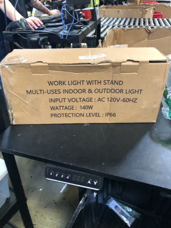 Photo 1 of JDZKOMKE 14000Lumens LED Work Lights with Stand, 2 Adjustable Work Lamp Head with Individual Switch, IP66 Waterproof Tripod Work Light for Outdoor Indoor Job Site Workshop Garage Construction Site