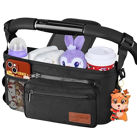 Photo 1 of Guiseapue Universal Stroller Organizer with Cup Holder: Baby Travel Essential, Stroller Caddy with Shoulder Strap, Stroller Accessories Fit Uppababy, Baby Jogger Doona, Nuna, Britax, BOB Stroller