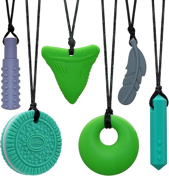Photo 1 of Chewy Necklaces for Sensory Kids, Silicone Chewy Necklaces for Boys and Girls with Autism, ADHD, SPD, Chewing, Oral Motor Therapy Toy