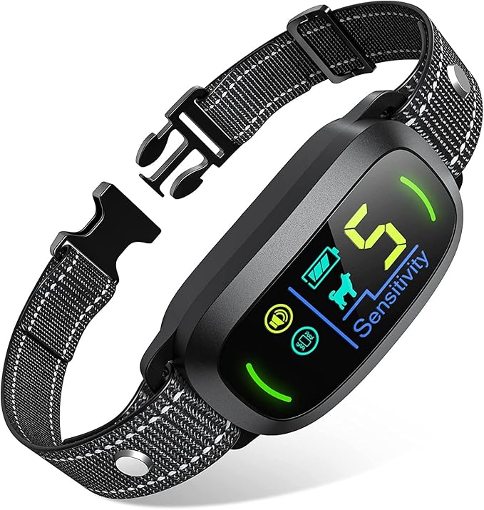 Photo 1 of Dog Bark Collar for Large Medium Small Dogs, Rechargeable Smart Bark Collar, Anti Barking Training Collar with 5 Adjustable Sensitivity Beep Vibration (Black)