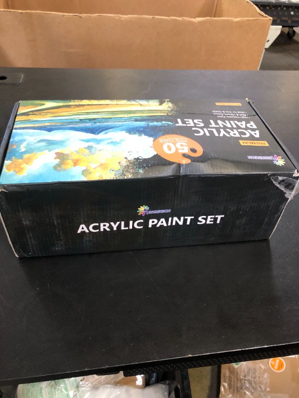 Photo 1 of ESSENSON Acrylic Paint Set, 50 Colors Acrylic Paint with Brushes, 2oz Bottles, Rich Pigments for Artists Kids & Adults, Art Supplies for Canvas Rock Ceramic Wood Painting