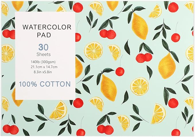 Photo 1 of 30 Sheets Watercolor Paper Pad, A5 (8.3 x 5.8) Cold Press Watercolor Paper, 140 lb/300 GSM Tearable Water Color Pad for Art Painting, Drawing, Mixed Media, Stocking Stuffers