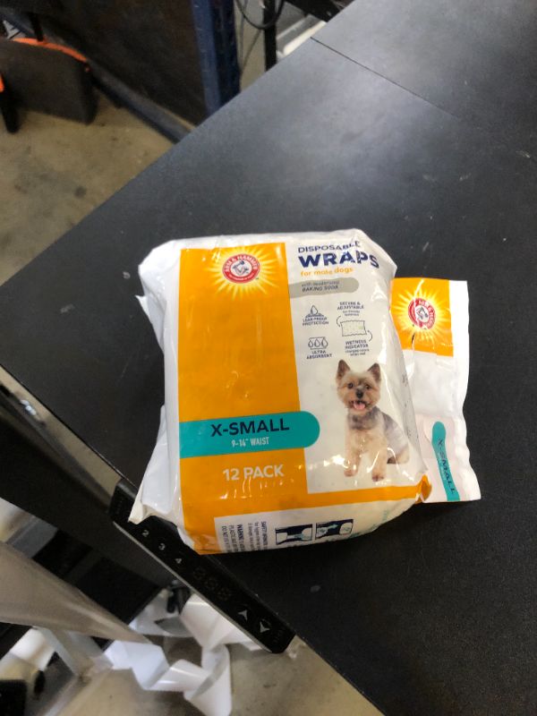 Photo 1 of Arm & Hammer for Pets Male Dog Wraps, X-Small 12ct | Super Absorbent Dog Wraps for Male Dogs | Arm & Hammer Baking Soda Enhanced Doggie Diapers for Odor Control, Dog Diapers Male, Male Dog Diapers