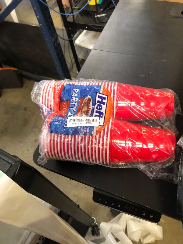 Photo 1 of Hefty Party On Red Plastic Cups, Disposable Plastic Party Cups for Easy Cleanup and Large Gatherings, Red Cups for BBQs, Birthdays, Parties, and More, 18 Ounce, 50 Count