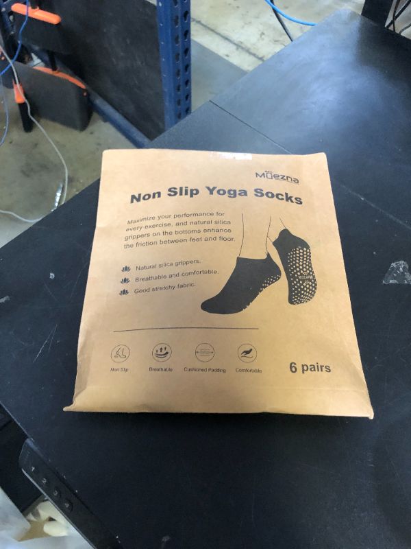 Photo 1 of Muezna 6 Pairs Pilates Grip Socks for Women, Non Slip Yoga Socks with Grips, Grippy Socks for Barre, and Hospital