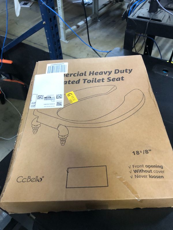 Photo 1 of Commercial Heavy Duty Open Front Toilet Seat Without Cover, Thickened Material, Never Loosen, ELONGATED, White (18.5”), 1-Pack