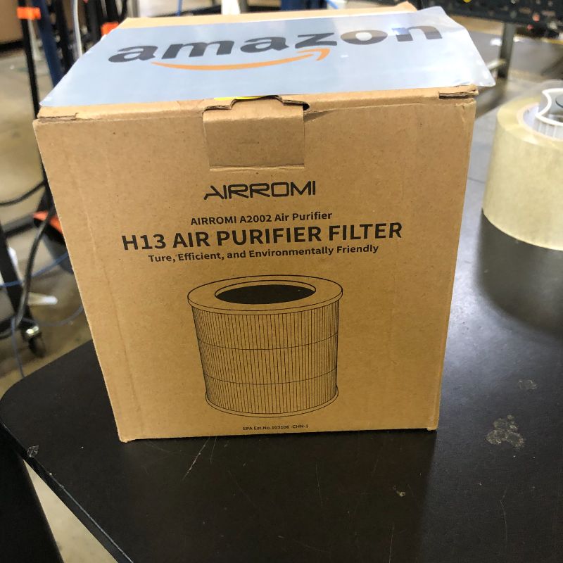 Photo 1 of AIRROMI A2002 HEPA Air Purifier Replacement Filter, 3-In-1 Original Filter, Remove 99.97% of 0.3 Micron Particle 1 Pack White Activated Carbon
