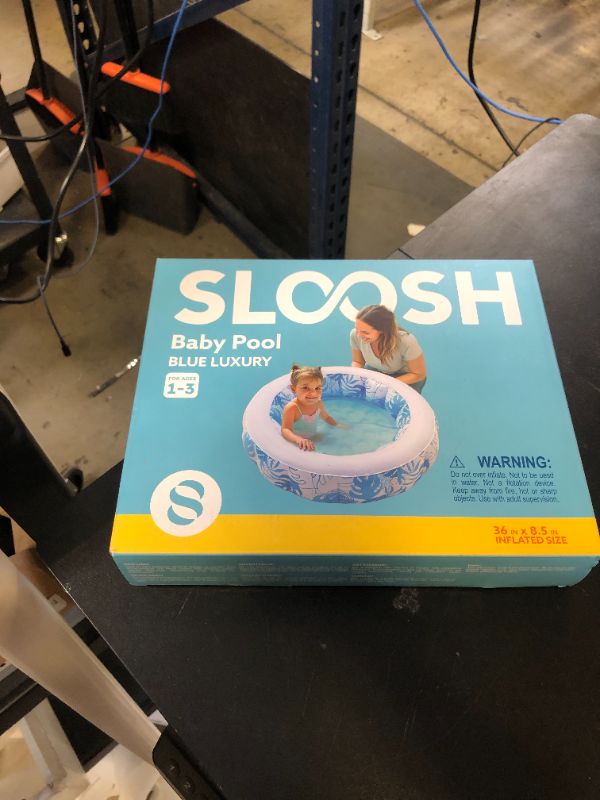 Photo 1 of SLOOSH Inflatable Kiddie Pool for Kids, 36"x8.5" Swimming Pool with Soft Pad Floor for Kid & Toddler, Round Blow Up Baby Ball Play Pit Pools for Swim Party, Portable Indoor & Outdoor Water Toys (Blue)