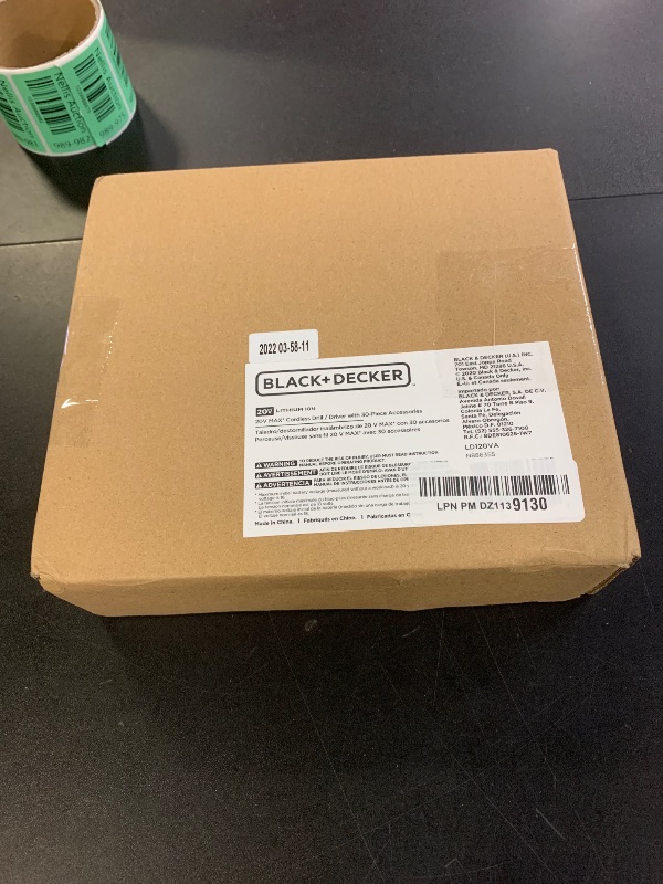 Photo 1 of BLACK+DECKER 20V MAX POWERECONNECT Cordless Drill/Driver + 30 Piece Bits and Drivers Kit (LD120VA)