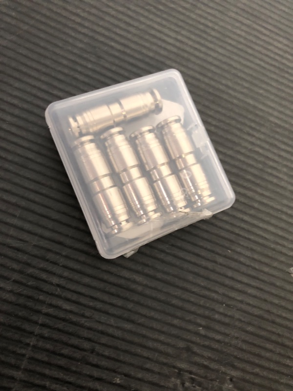 Photo 1 of Beduan Push to Connect Fitting 1/4" OD Nickel-Plated Copper Pneumatic Air Fitting Straight Union Tube Connector (Pack of 5)