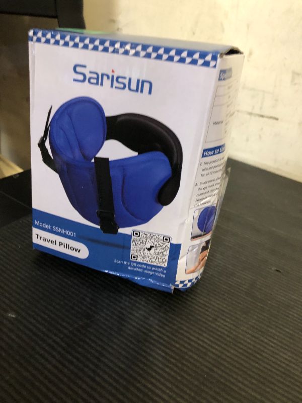 Photo 1 of SARISUN Travel Pillows for Airplanes, Airplane Pillow for Long Flight, Airplane Head Strap with Eye Mask for Sleep, Travel Neck Pillow for Car Road Trip, 360° Support Headrest, Stop Bobblehead, Black
