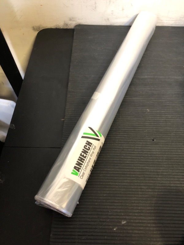 Photo 1 of Vanhench Clear Cellophane Wrap, 32" x 50' Folded 3Mil Thick Cellophane Wrap Roll for Gift Basket Treats Bouquet Flower Wrapping, Clear Plastic Wrap Valentines Easter Wrapping Paper (32" fold into 16")