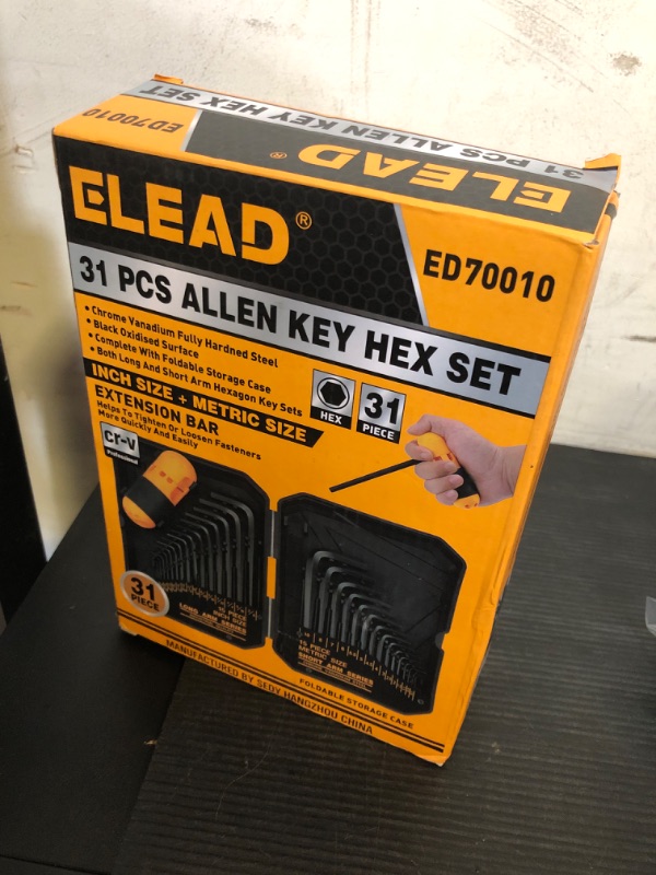 Photo 1 of ELEAD 31-Piece Hex Key Set - Allen Wrench Set, SAE and Metric Allen Keys MM(0.7mm-10mm) SAE(0.028"-3/8) Heat-Treated, Torque Handle, High Leverage, Long & Short Keys, Easy Organization