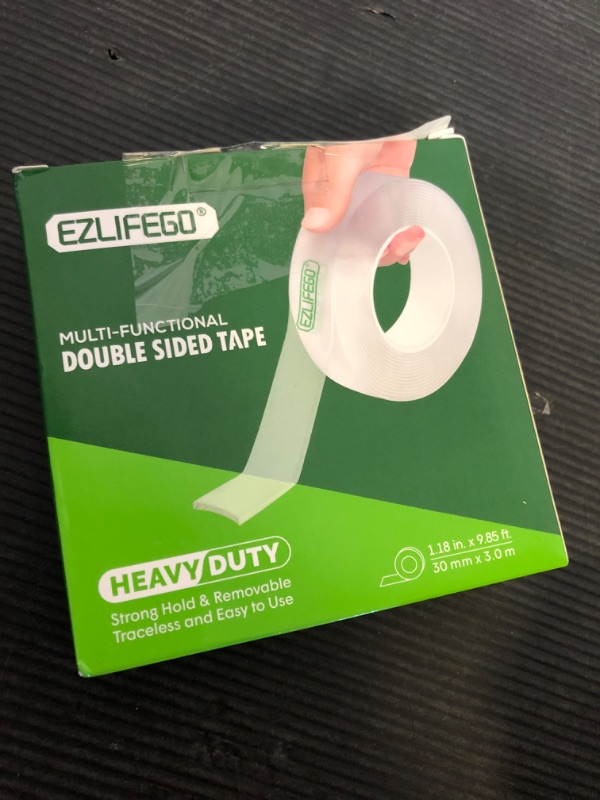 Photo 1 of EZlifego Double Sided Tape Heavy Duty, Nano Double Sided Adhesive Tape, Clear Mounting Tape Picture Hanging Adhesive Strips (9.85FT)