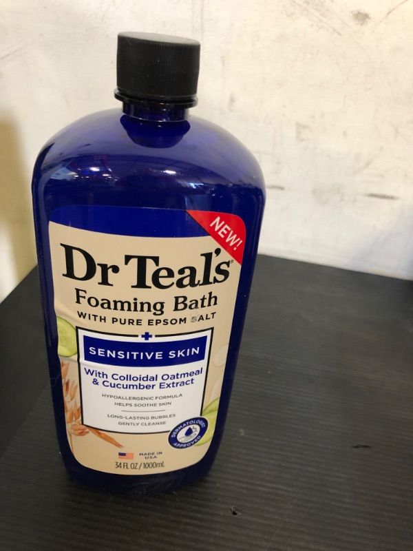 Photo 1 of Dr Teal's Foaming Bath with Pure Epsom Salt, Sensitive Skin with Colloidal Oatmeal & Cucumber, 34 fl oz 