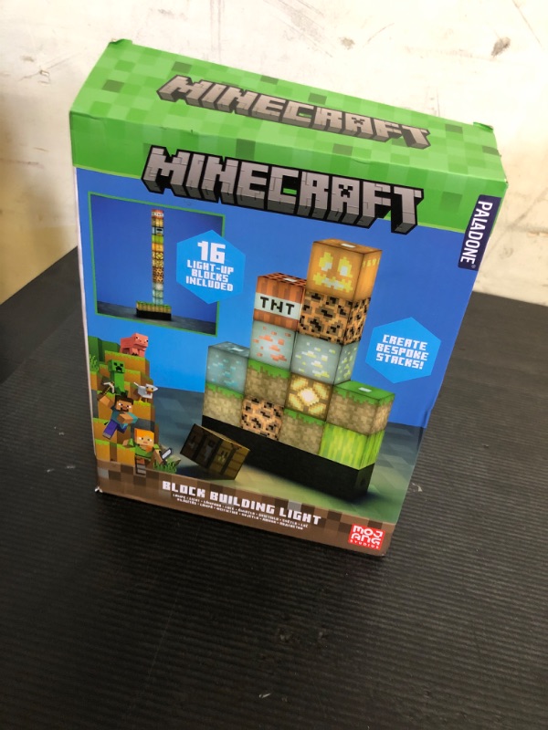 Photo 1 of Paladone Minecraft Building Block Night Light – Officially Licensed LED Lamp for Boys’ Bedrooms, Gaming Decor & Gifts – Fun Minecraft Room Accessory
