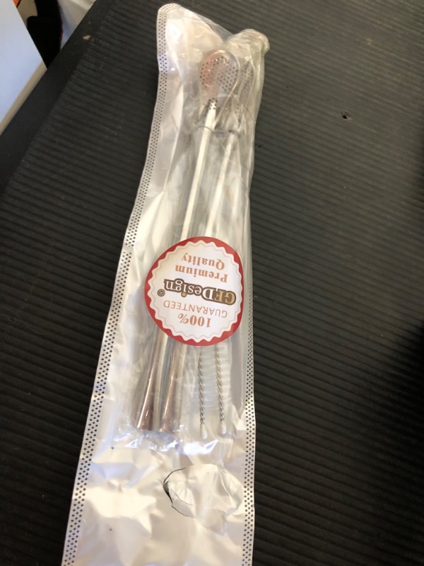 Photo 1 of GFDesign Yerba Mate Bombilla Gourd Drinking Filter Straws 304 Food-Grade 18/8 Stainless Steel - Set of 2 with 2 Cleaning Brushes - 7" Long