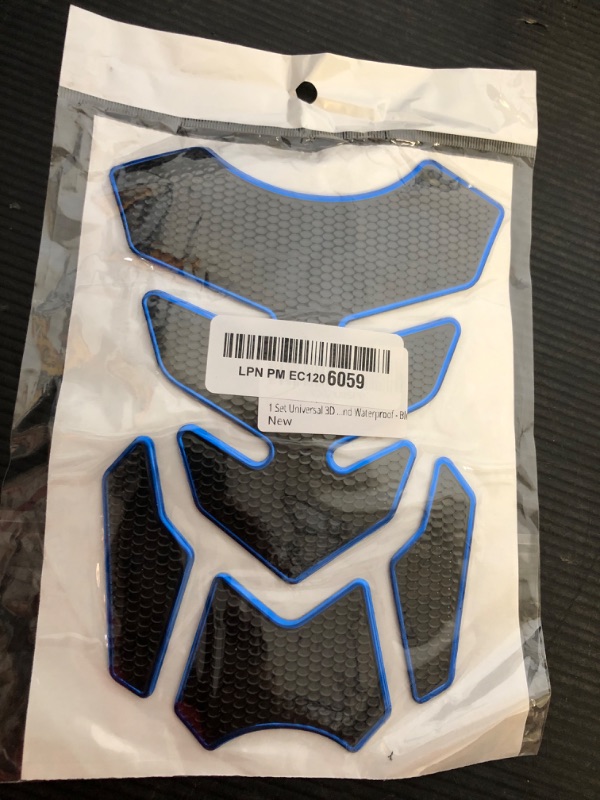Photo 1 of 1 Set Universal 3D Motorcycle Gas Tank Sticker, Fuel Tank Protector Decal Pad Self-adhesive and Waterproof - Blue