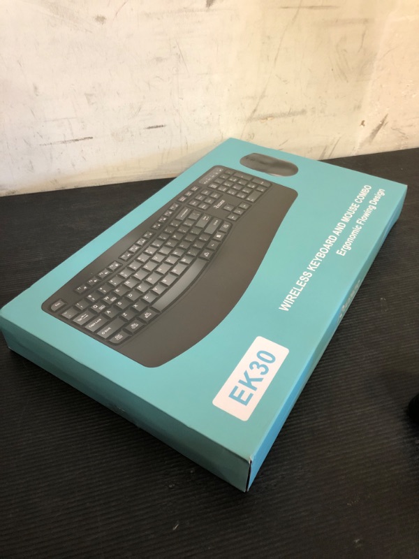 Photo 1 of Wireless Keyboard and Mouse Combo,2.4G Full Size Wave Keys Ergonomic Keyboard with Wrist Rest for Natural Typing, 3 DPI Adjustable Ergonomic Silent Mouse for Computer/Laptop/Windows/Mac (Black)