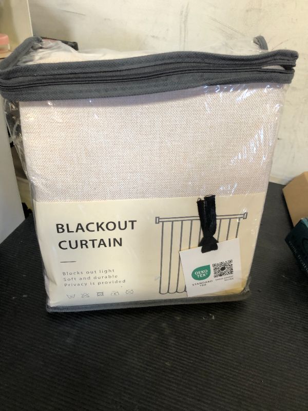 Photo 1 of 100% Blackout Shield Linen Blackout Curtains for Bedroom 90 Inches Long, Back Tab/Rod Pocket Living Room Drapes, Thermal Insulated Blackout Curtains 2 Panels Set, 50" W x 90" L,Cream