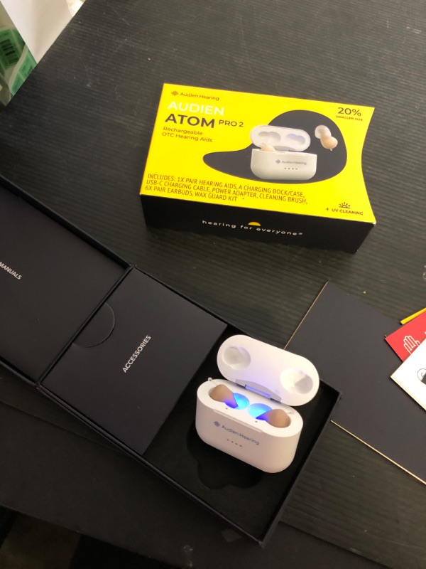 Photo 1 of Audien ATOM PRO 2 Wireless Rechargeable OTC Hearing Aid, Premium Comfort Design and Nearly Invisible
