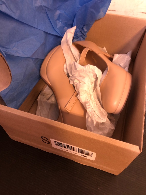 Photo 1 of Size 8.5--DREAM PAIRS Women's Pumps Close Toe Classic High Heels Round Toe Comfortable Low Platform Mary Jane Dress Shoes,Size 8.5,Nude,SDPU2425W