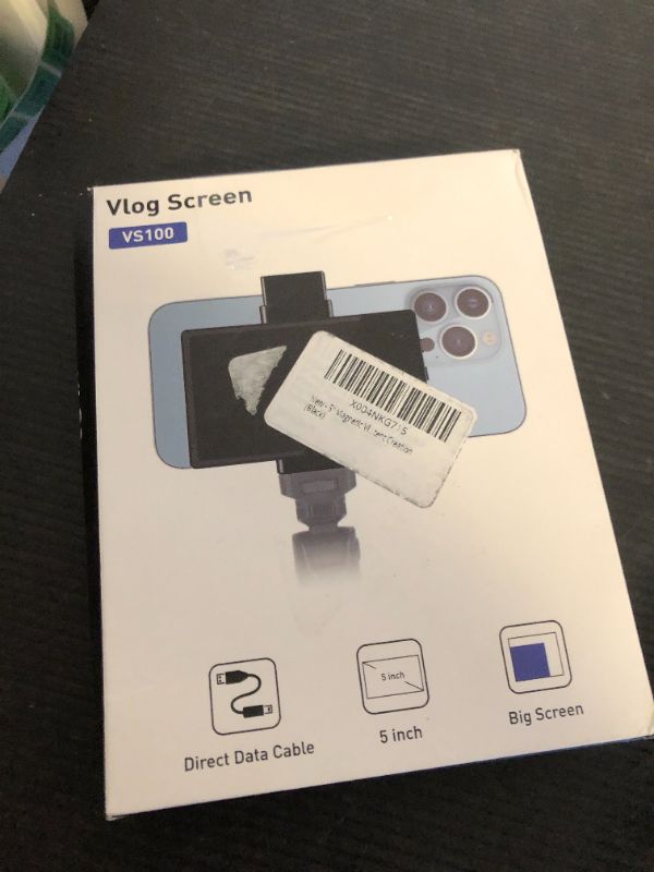 Photo 1 of 5" Vlog Selfie Monitor Screen for iPhone, Back Camera Monitor with Bluetooth Remote & Magnetic Clip, Low Latency HD Display, Wireless & Wired Dual Mode for TikTok Live Streaming (Black)