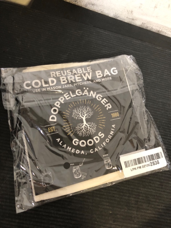 Photo 1 of (1-Pack, Large 12in x 12in) Organic Cotton Cold Brew Coffee Bag - Designed in California - Reusable Coffee Filter with EasyOpen Drawstring Cold Brew Maker for Pitchers, Mason Jars, & Toddy Systems
