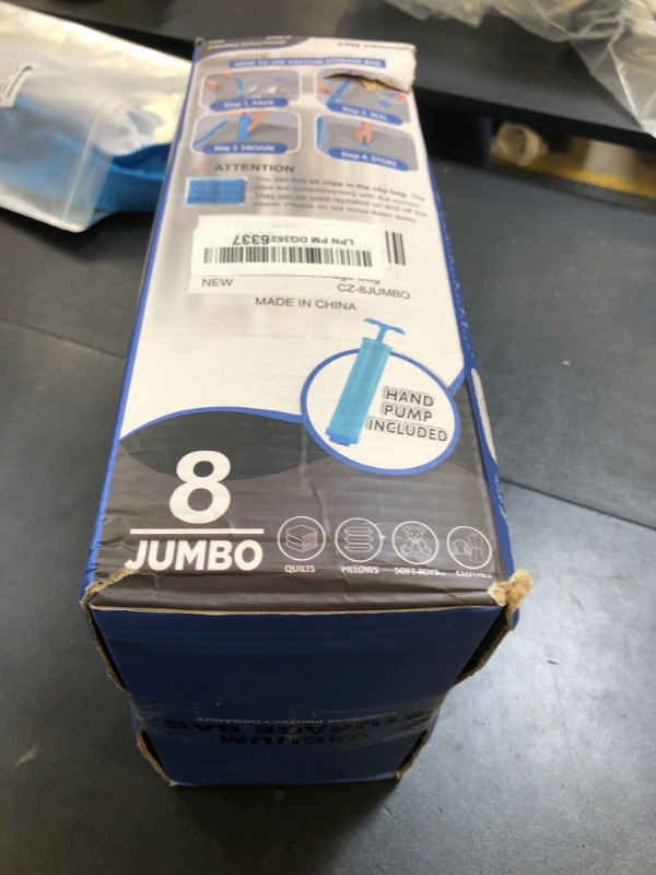 Photo 1 of 8 Jumbo Vacuum Storage Bags, Space Saver Bags Compression Storage Bags for Comforters and Blankets, Vacuum Sealer Bags for Clothes Storage, Hand Pump Included